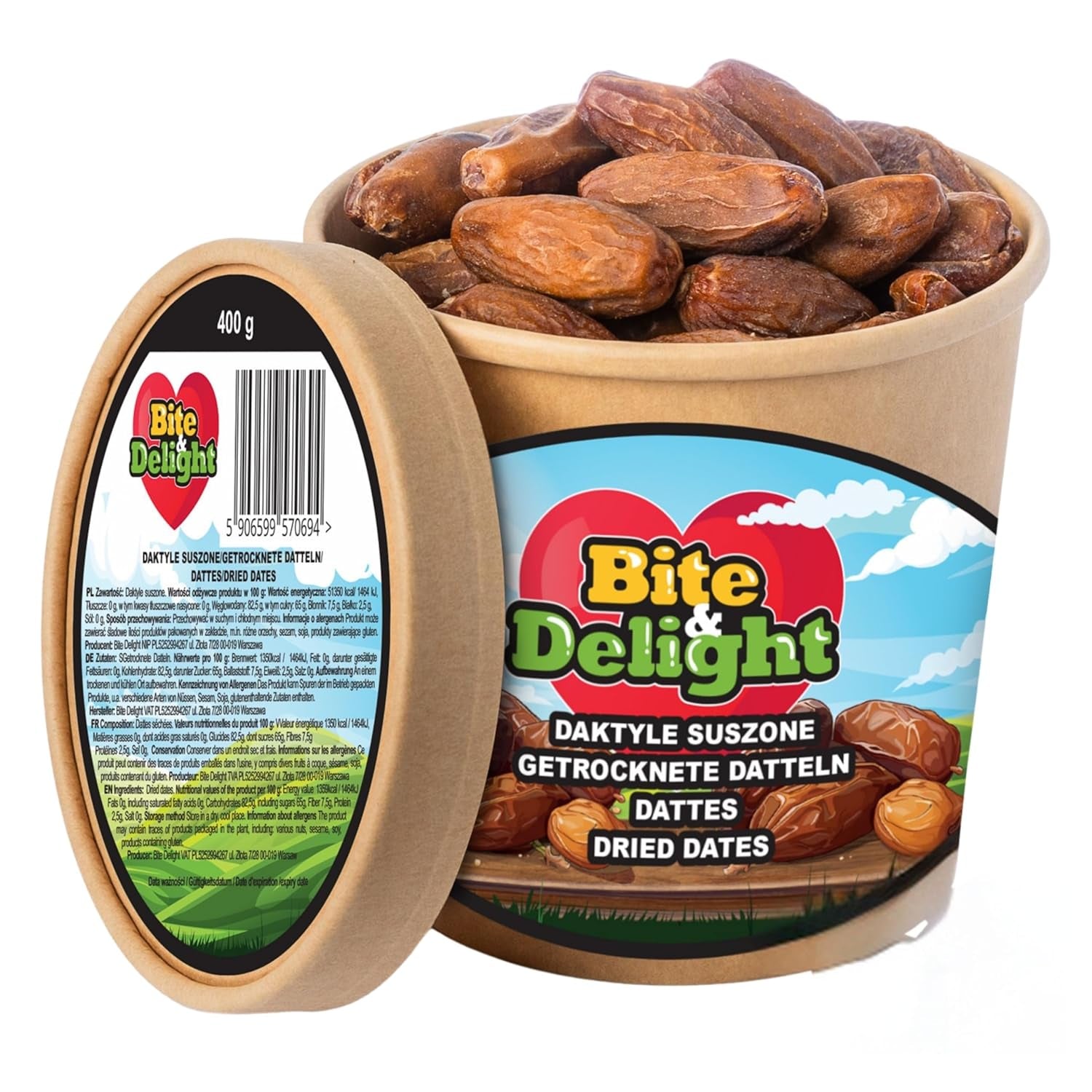 Curmale uscate Bite & Delight - Întregi, uscate și naturale - Dulci aromate - Delicioase și suculente - Gustare de fructe gata de consum - Vegană - Fără zahăr adăugat - 1250g Produse deshidratate Naty Shop 750 Ml