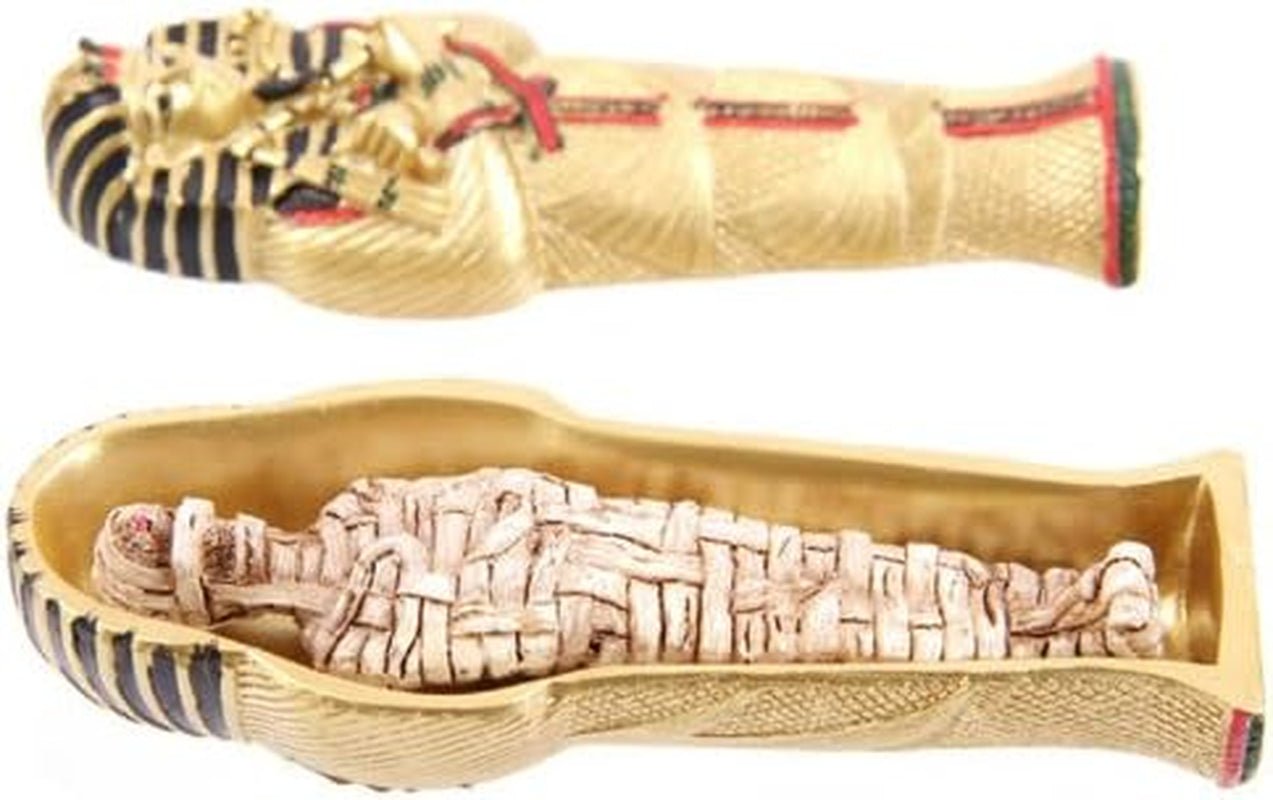 Cutie de aur egipteană Tutankhamon Sarcophagus Trinket Box cu mumie ES45 Statuete si sculpturi Naty Shop