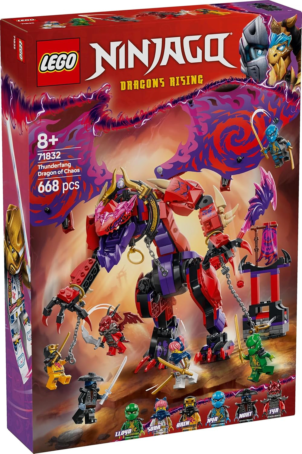 LEGO NINJAGO Chaos Dragon Thundertooth - Hračka se 6 minifigurkami nindžů - Stavebnice na hraní rolí pro chlapce a dívky ve věku 8+ - Dárky pro fanoušky televizního seriálu Rise of the Dragons 71832 Stavebnice Beuche den LEGO-Store