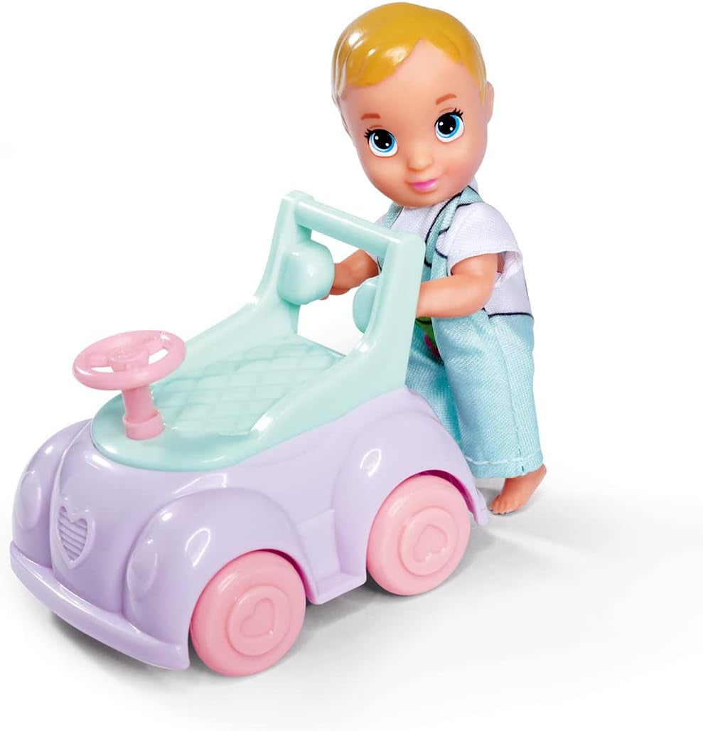 Simba 105733585 - Steffi Love Baby Car, Ankleidepuppe s Kind, Laufauto, 2-in-1 Funktion, with Handtasche and Babyzubehör, 12 Teile, 29cm Puppe, Ab 3 Jahren