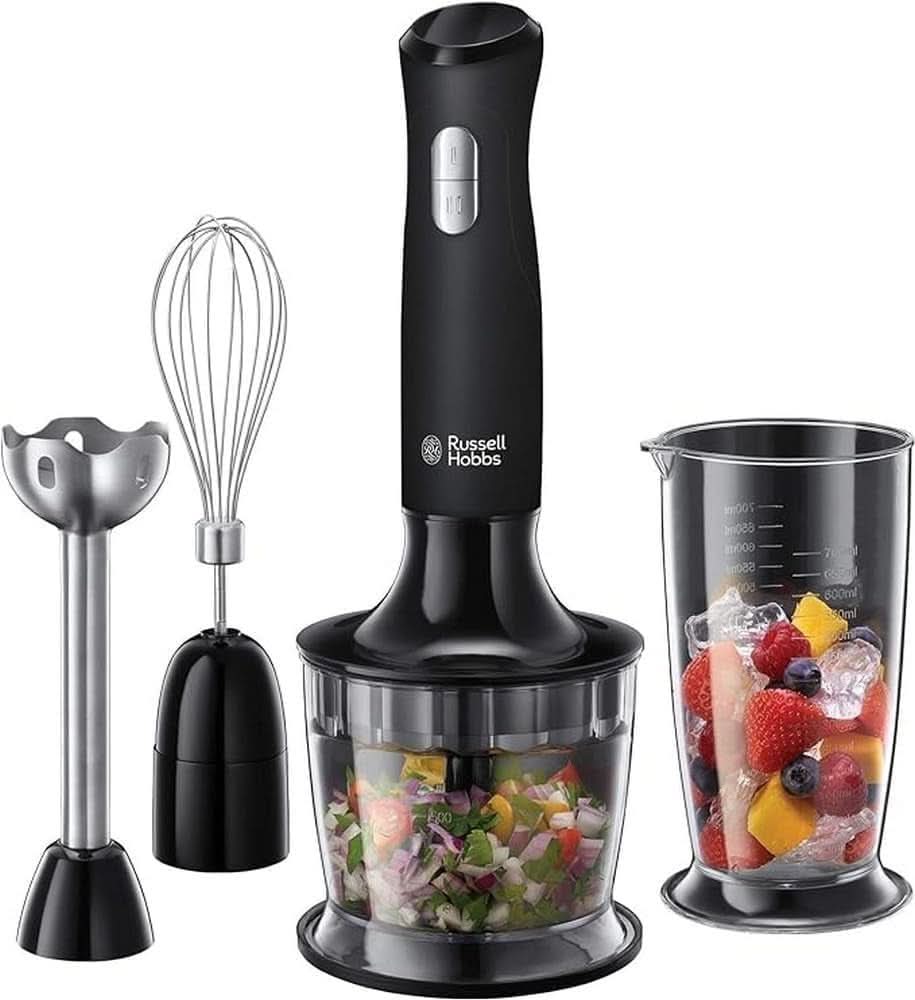 Russell Hobbs Stabmixer [3-v-1: Pürierstab/Zerkleinerer, Mixer- & Schneebesenaufsatz] Desire Rot (Bpa-Free & Spülmaschinenfestes Zubehör, Für Smoothie, Suppen Saucen, Joghurt Babynahrung) 24700 Na Schwarztel Shot 5