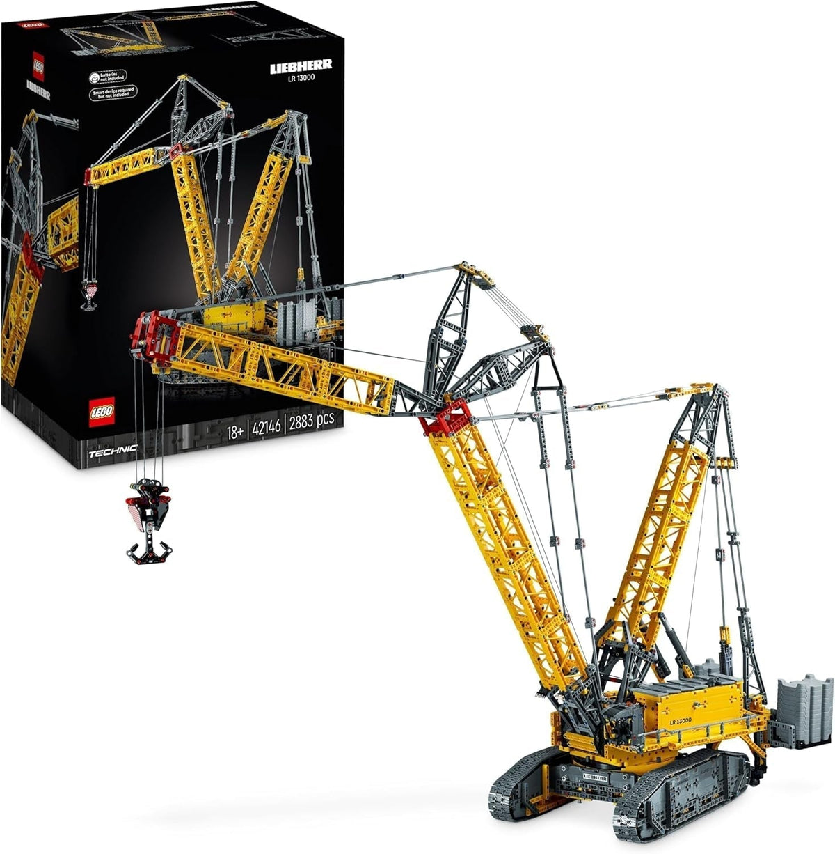 LEGO Technic Liebherr LR 13000 sada pásového jeřábu, Postavte si nejlepší dálkově ovládaný model stavebního vozidla s aplikací Control+, Jeřáb s navijákovým systémem a zvedacím ramenem, Velká modelová sada pro dospělé 42146 Stavebnice Besuche den LEGO-Store Default Title
