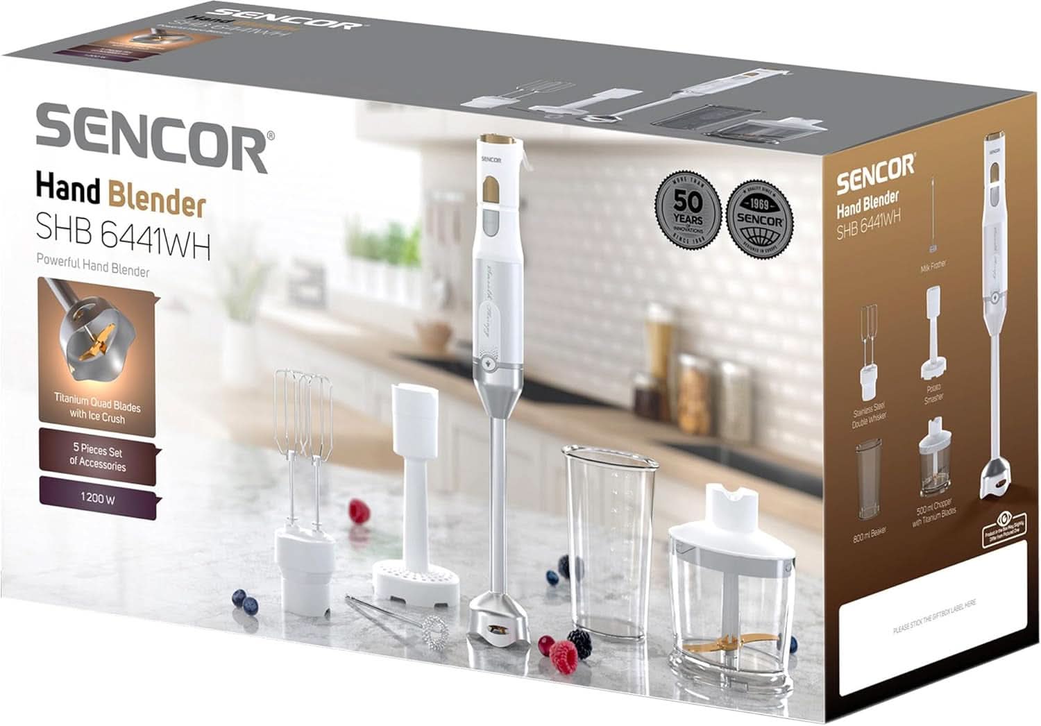 Sencor Multifunktionaler Standmixer, Ultra-Leistungsstark, 6 v 1, 1200 W, Mit Doppel-Schneebesen, Zerkleinerer & Mousseur, Kartoffelstampfer, Quadblade-Klingen Aus Titan, Stufenlose Bucatarie Naty Shop