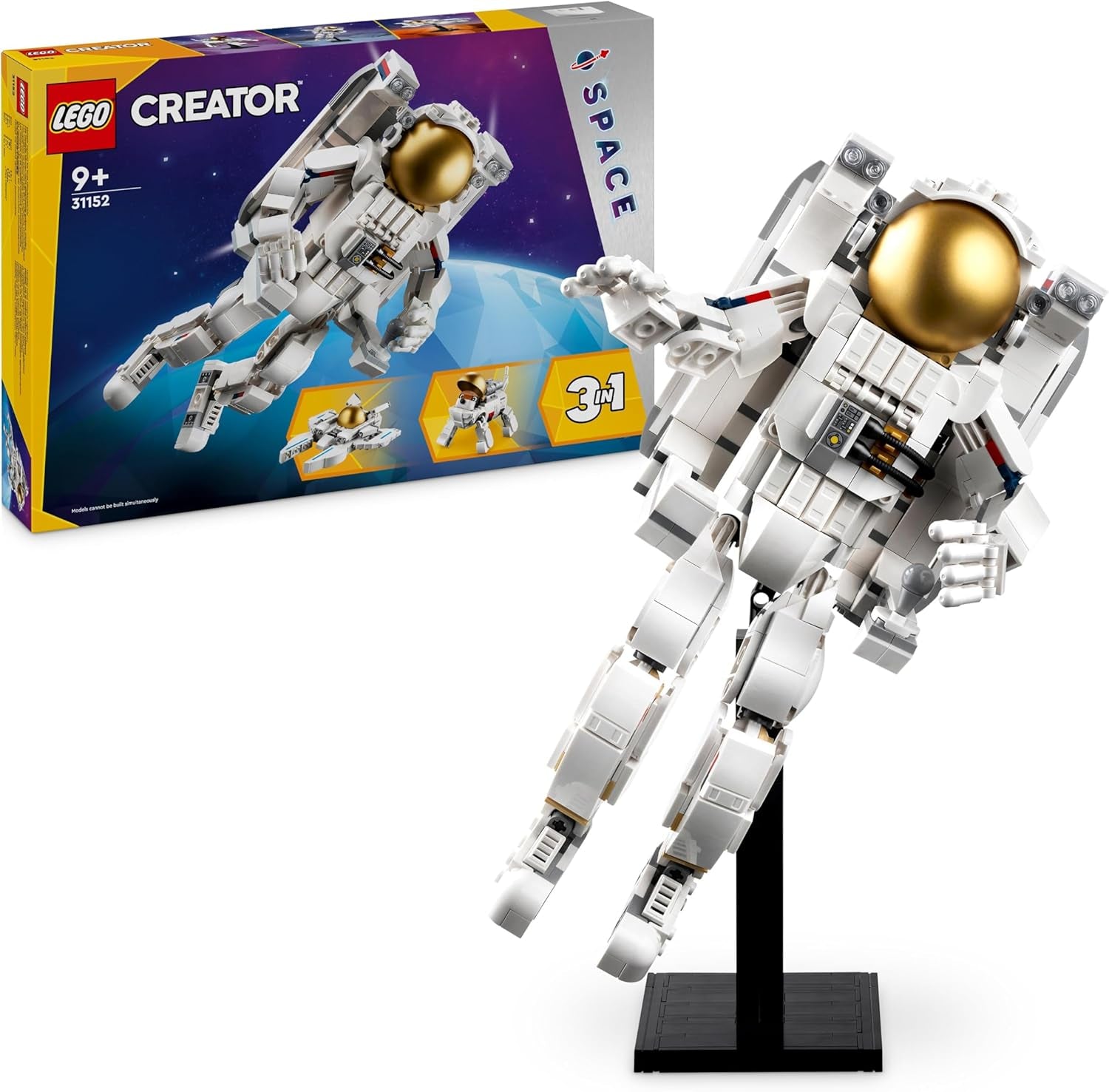 LEGO Creator 3v1 Hračka vesmírného astronauta, model psa a vesmírné lodi pro děti, dekorace do školky, kreativní dárek pro kluky a dívky 9 let 31152 Stavebnice Besuche den LEGO-Store Single