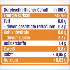 Mango v jablečné a broskvové omáčce se sáčkem sušenek (6 x 120 g), bez přidaného cukru, vyrobené z jemného ovoce a cenných obilovin, ideální pro balené svačiny a na cesty.