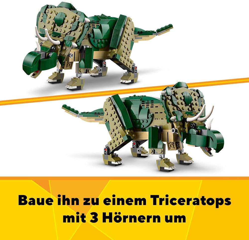 LEGO Creator T.Rex, Dino 3 v 1 Transformovatelný Triceratops nebo Pterodaktyl, Mobilní model dinosaura pro děti, Dárek pro chlapce a dívky 31151 Stavebnice Besuche den LEGO-Store