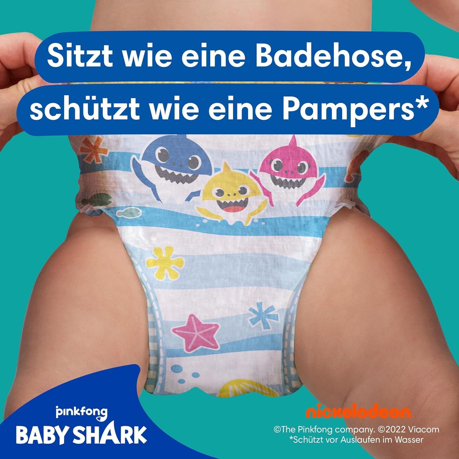 Pampers Velikost 5-6 Splashers Baby Shark Limitovaná edice 10 balení Jednorázové plenky na plavání pro bezpečnou ochranu vody
