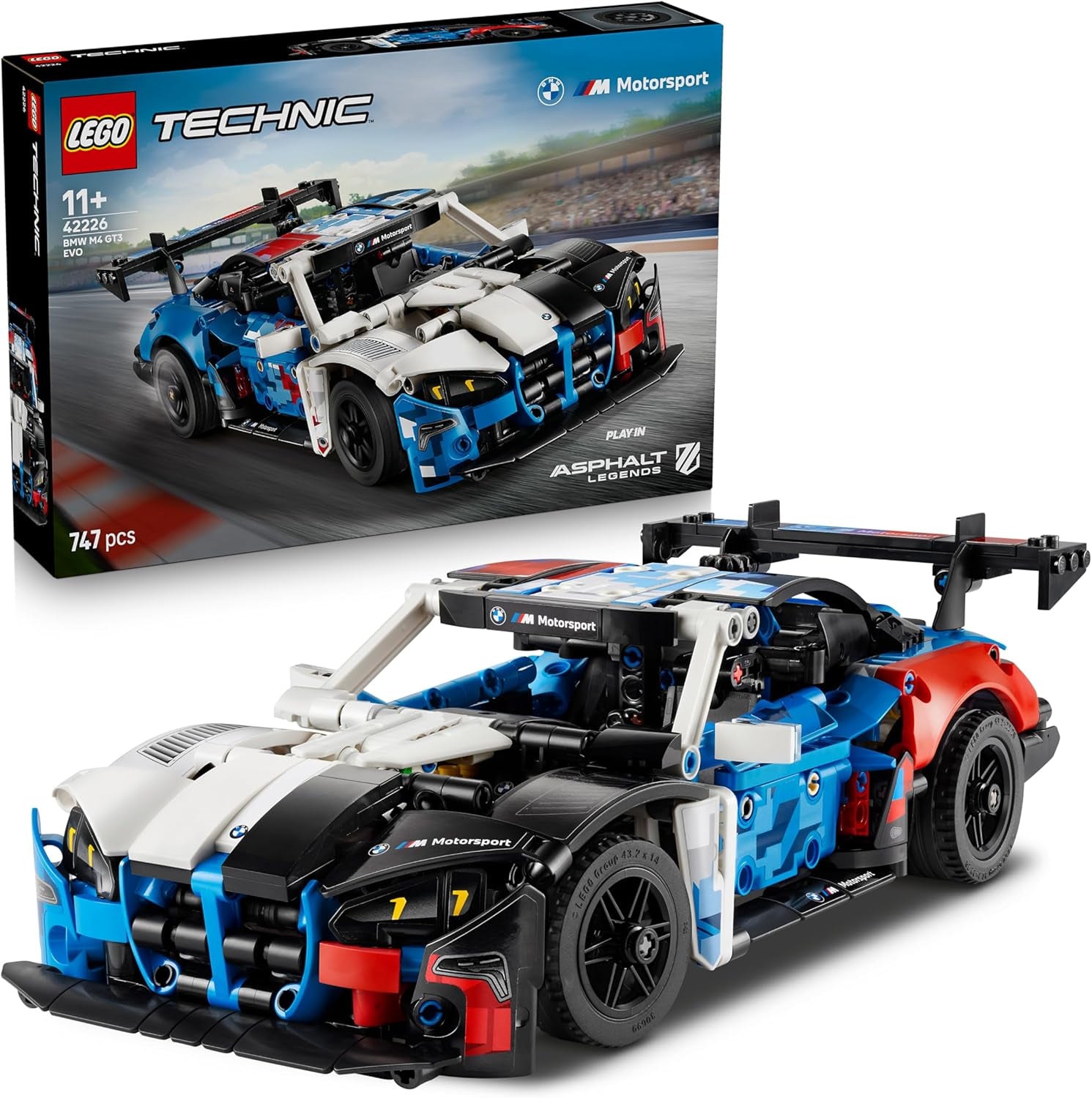 LEGO Technic BMW M4 GT3 EVO Závodní auto - Modellbausatz s motorem V6, řízením a otevřenými dveřmi - Herní dárek pro chlapce od 11 Jahren & Jugendlich Motorsport Fans - 42226