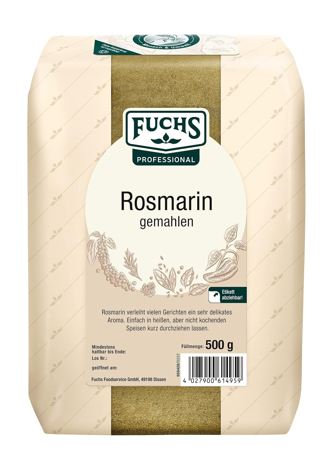 - rozmarýn gemahlen | Pro Rosmarin-Kartoffeln und Lamm-Gerichte | Profi-Qualität für Großverbraucher | 0,6 kg v recyklovatelném pytli