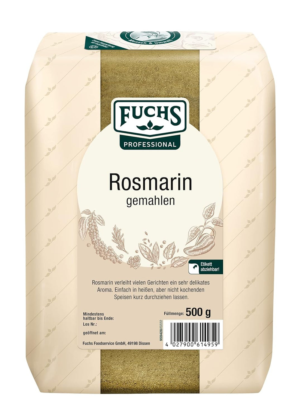 - rozmarýn gemahlen | Pro Rosmarin-Kartoffeln und Lamm-Gerichte | Profi-Qualität für Großverbraucher | 0,6 kg v recyklovatelném pytli