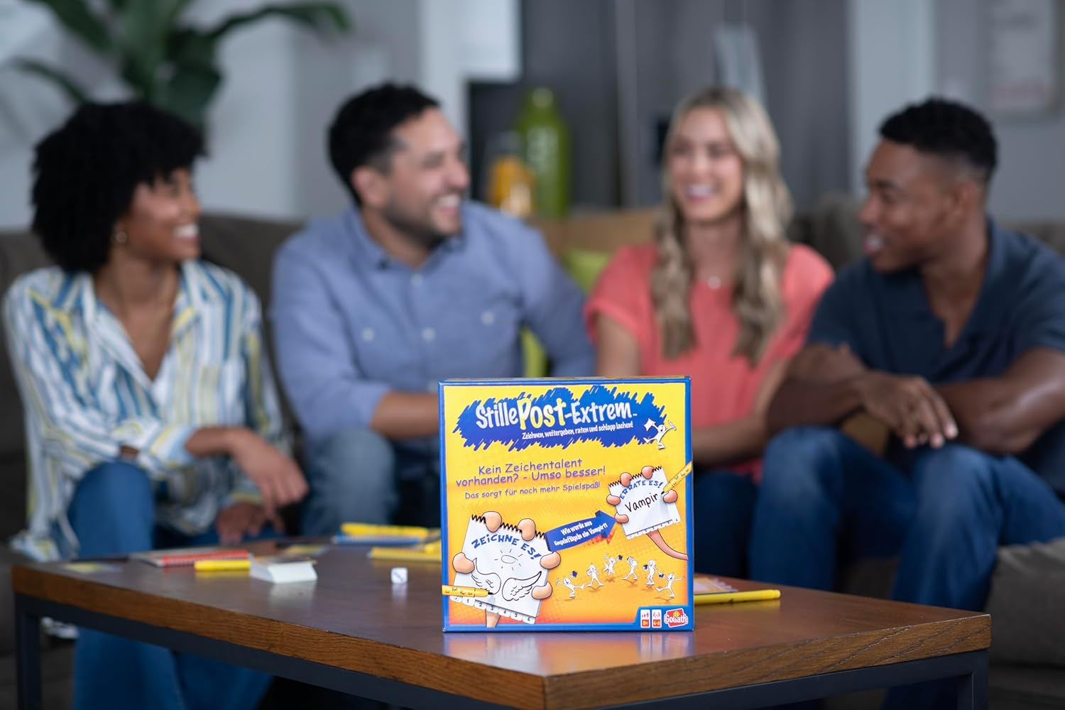 Goliath, Extreme MAIL, společenská hra pro dospělé a děti od 8 let, zábavná a rychlá hra na kreslení pro rodinu nebo přátele, deskové hry, 4 až 6 hráčů, 20 minut