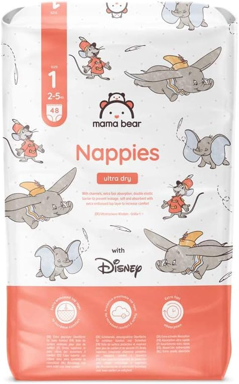 Značka Amazon: Mama Bear Disney Ultra Dry plenky, velikost 3 (4–9 kg) – měsíční krabička, bílá, počet 172 (2 balení po 86)