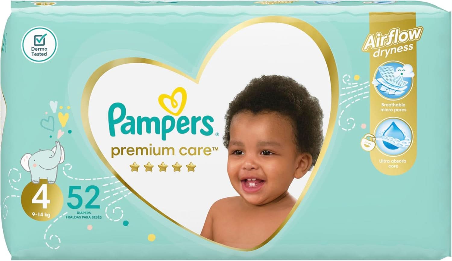 Pampers Premium Care 4,8 - 14 Kg, 52 ks Mother and Baby Naty Shop