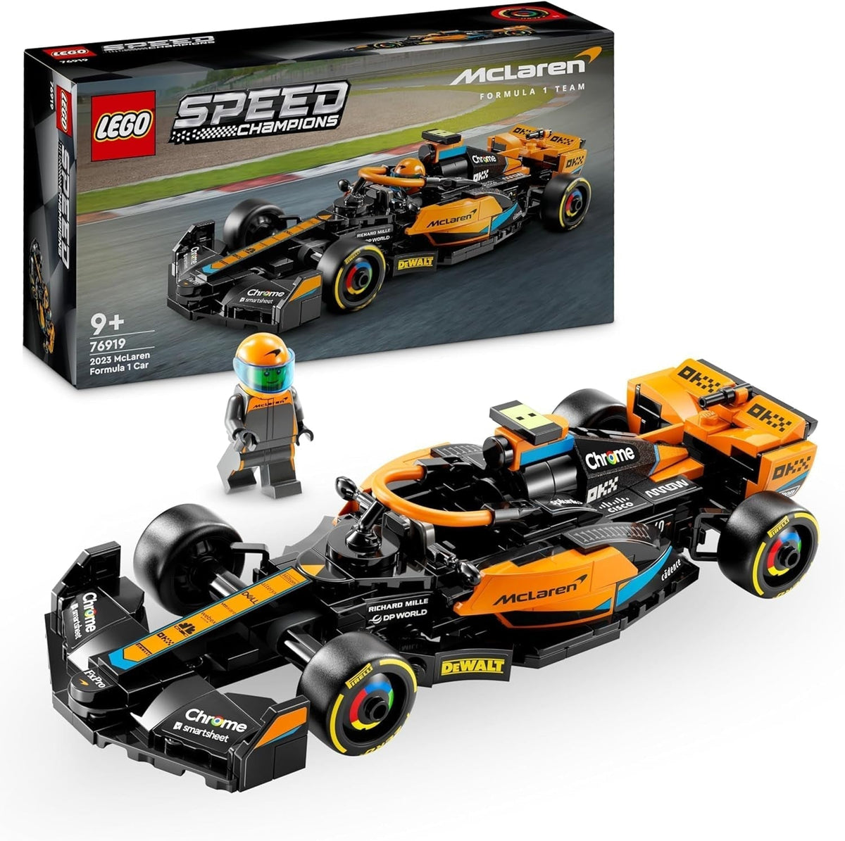 LEGO Speed Champions Závodní auto Formule 1 Mclaren 2023 pro děti od 9 let, chlapce a dívky, kteří si rádi hrají Samostatně sestavitelný model vozidla Dekor do dětského pokoje 76919 Stavebnice Besuche den LEGO-Store Single