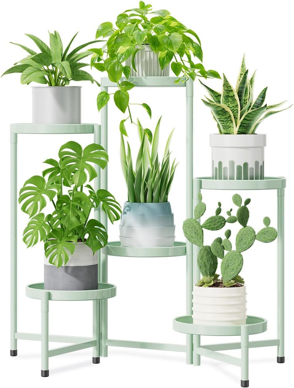 Idavosic.Ly Pflanzenständer Metall Groß Mit 5 Etagen, Blumenständer Pflanzenregal Blumenregal Indoor Outdoor, Faltbar Blumentreppen Innen Plant Stand Shelf Für Garten Balkon Wohnzimmer (Rund, Schwarz)