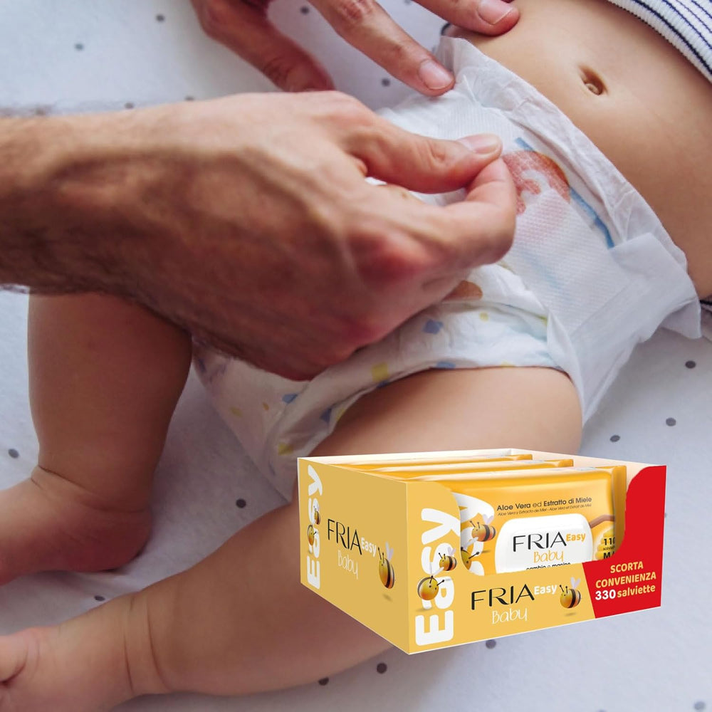 Easy Baby vlhčené ubrousky s aloe vera a výtažkem z medu, zvlhčující pleť, dermatologicky testováno, balení 330 ubrousků