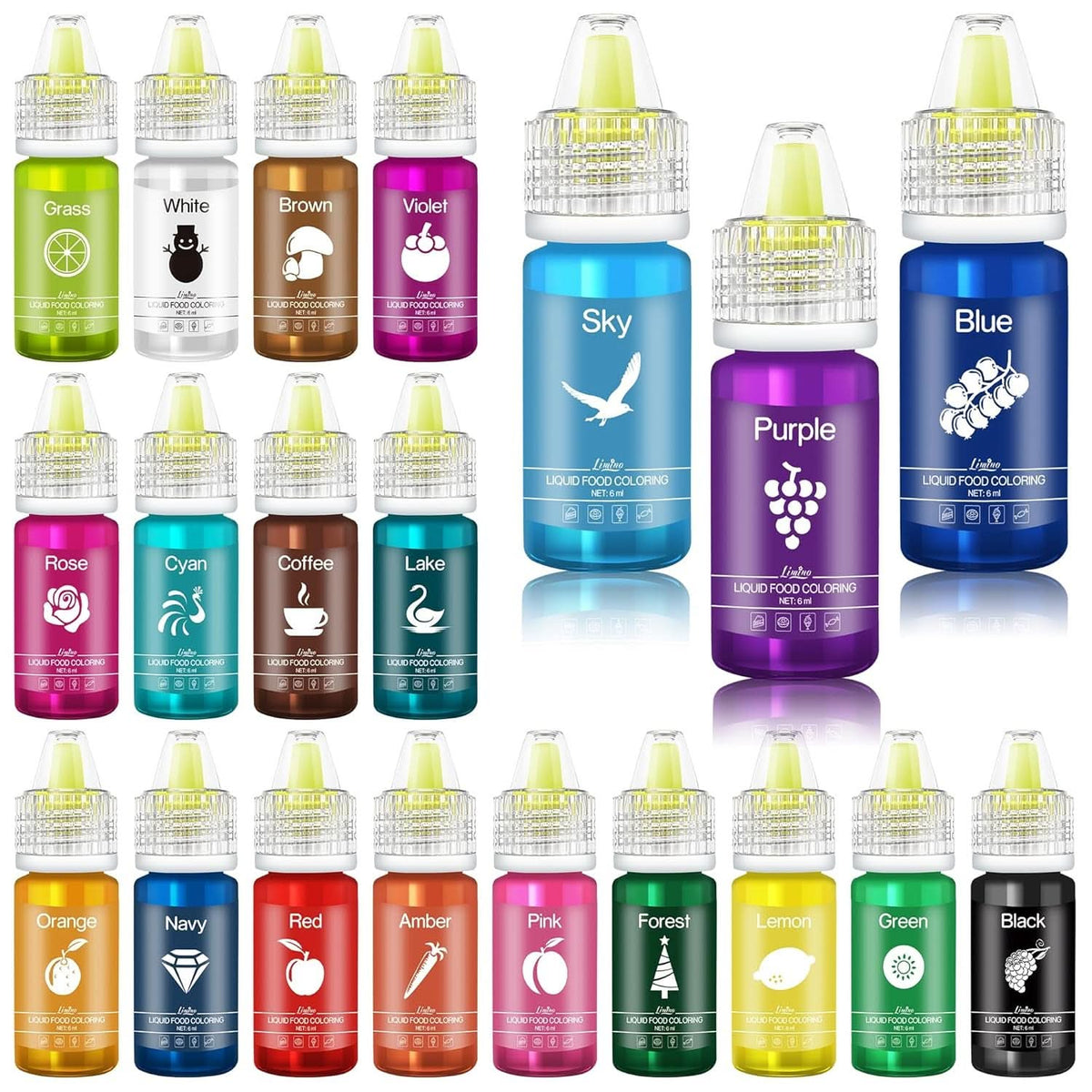 Koncentrovaná tekutá potravinářská barviva na dorty Naty Shop 20 x 6 ml