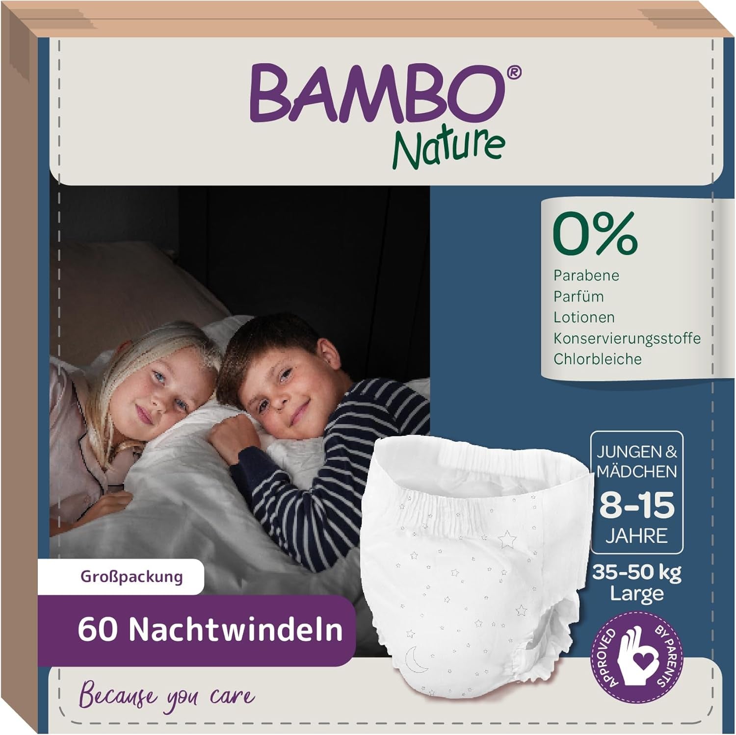 Bambo Dreamy noční stahovací pleny, velké (35-50kg/77-110lbs), 10-balení | Stahovací plenky pro děti | Ultra absorpční noční prádlo