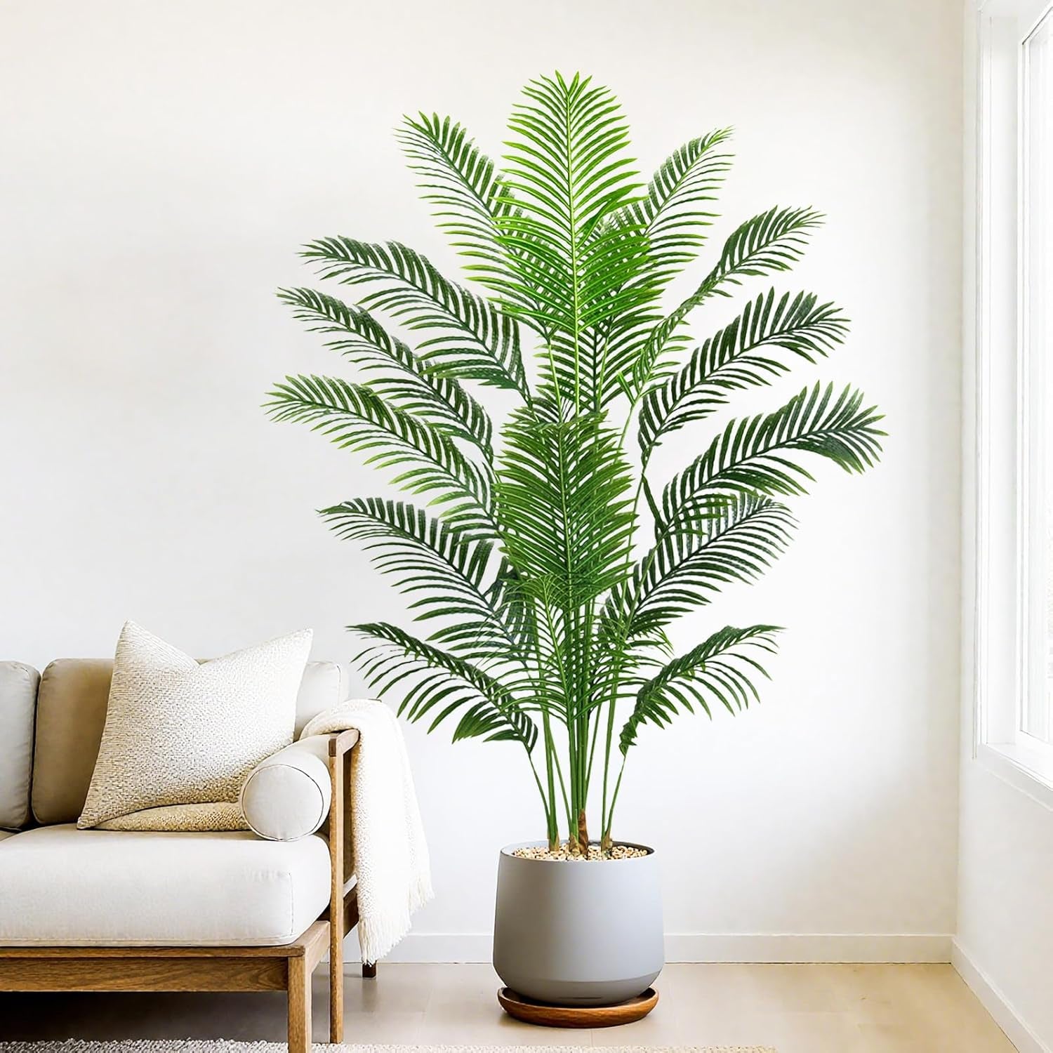 Künstliche Gefälschte Palme 180CM Tropische Bäume Im Topf Mit 18 Stämmen Und Echter Rinde Design Areca Boden Pflanze Gefälschte Palme Pflanze Für Indoor Outdoor Home Decor