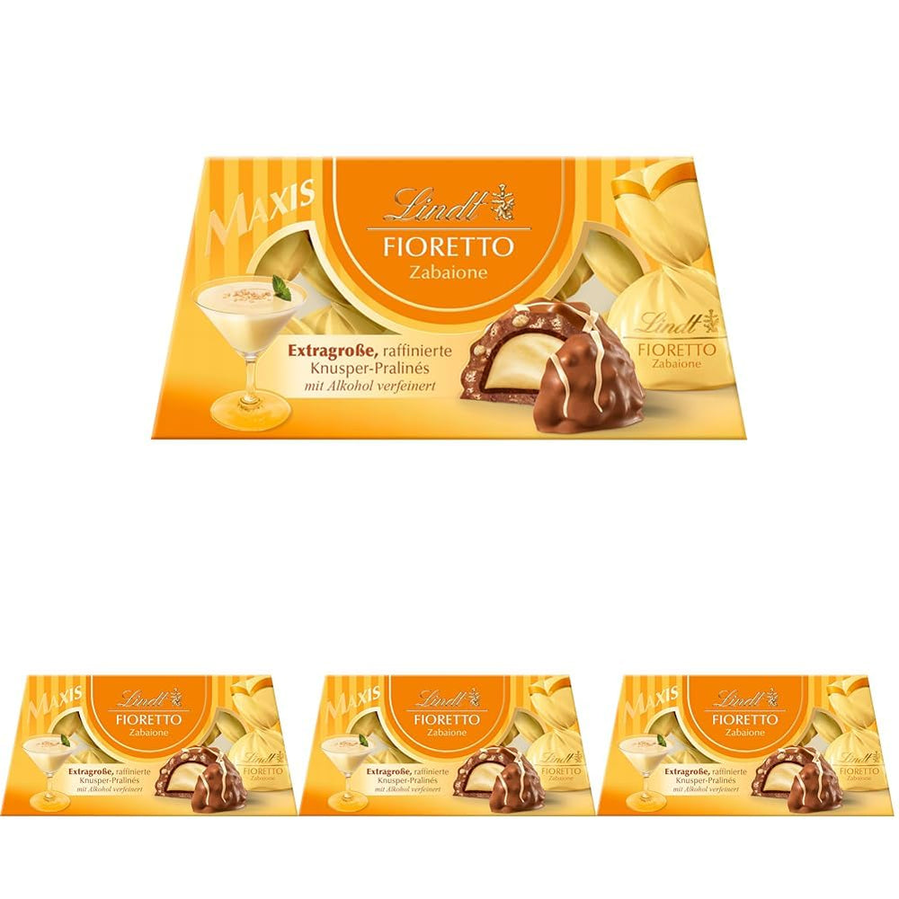 Lindt Čokoláda | Dárková sada FIORETTO Zabaione | 138 g | 6 pralinek z mléčné čokolády s lanýžovou náplní Zabaione a křupavou polevou, obsahující alkohol | Čokoládový dárek