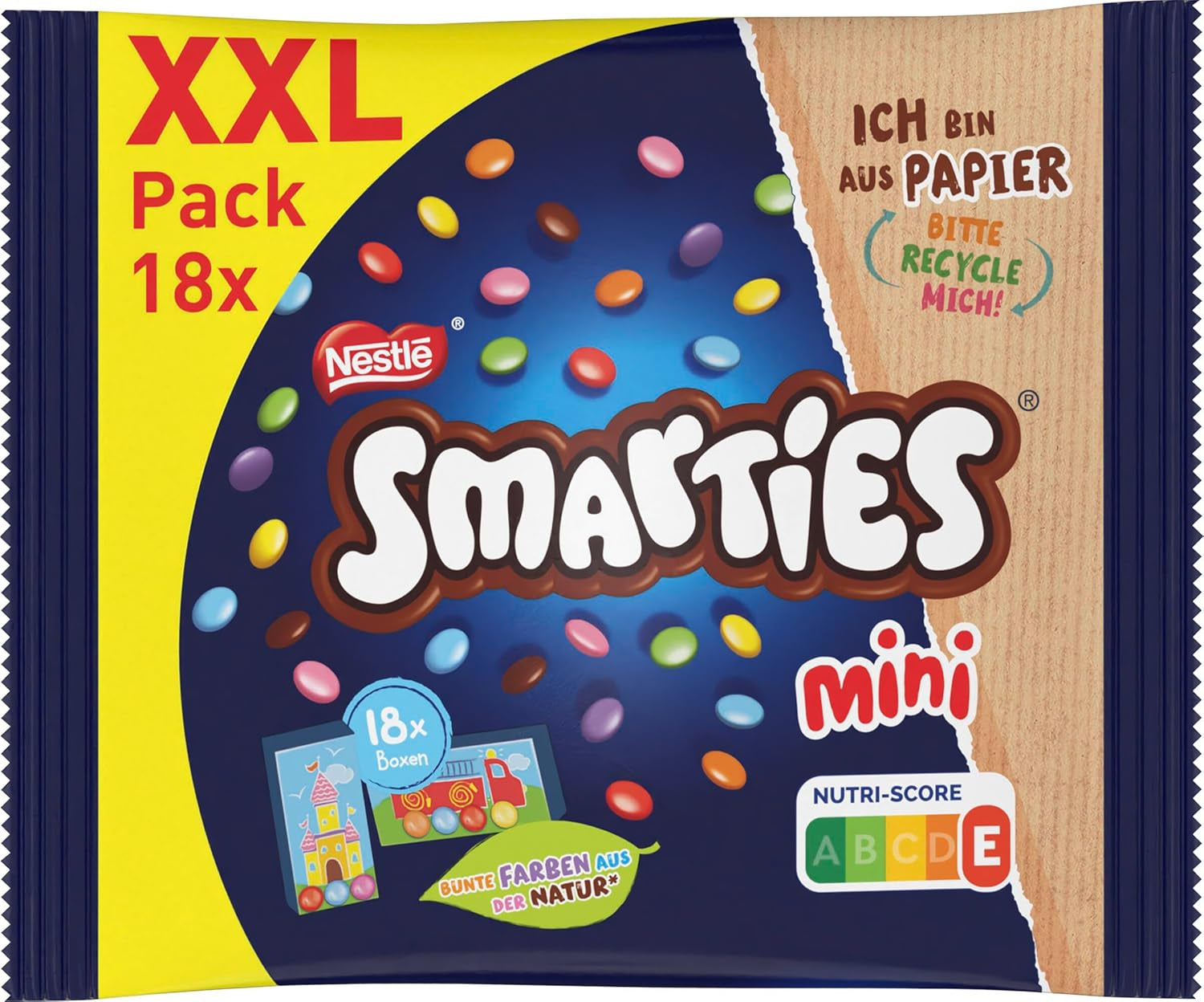 Nestlé SMARTIES Mini XXL, Chipsuri de ciocolata colorate, 259 grame Bomboane de Ciocolata Naty Shop