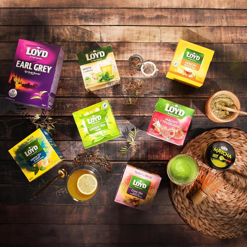 LOYD - Ceai de fructe cu coacăze negre și fructe de soc - 20 pliculețe piramidale - Amestec de flori de soc, frunze de mure cu suc de coacăze negre - Gust dulce și intens - 40 g