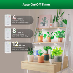 SANSI LED světlo na pěstování pokojových rostlin 2 hlavy s plným spektrem 10 W (ekvivalent 150 W) 4/8/12 hodin časovač pro pokojové rostliny skleníkové hydroponické závěsné světlo