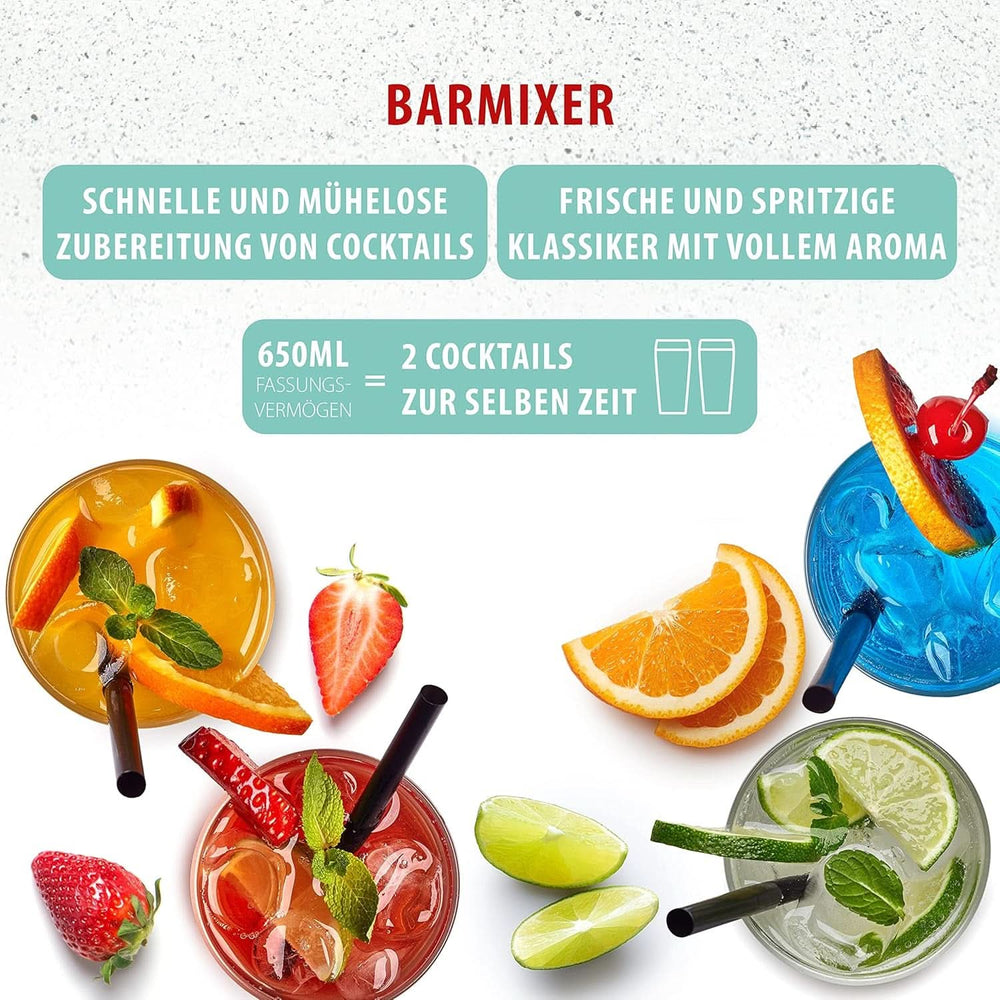 Clatronic® Barmixer U. Milchaufschäumer | Smoothie Maker | 650 ml Edelstahlbehälter | Praktischer Becherhalter | Mixér | 2 Geschwindigkeitsstufen | Motor Kraftvoller 65 W | Chromdesgin | BM 3472 Kitchen Naty Shop