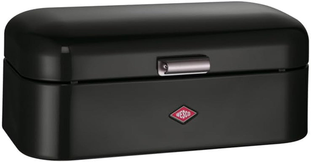 Coș de pâine Wesco Grandy în culoarea negru mat, tablă de oțel acoperită cu pulbere, găuri de ventilație și mâner robust Cutii depozitare alimente Naty Shop Negru