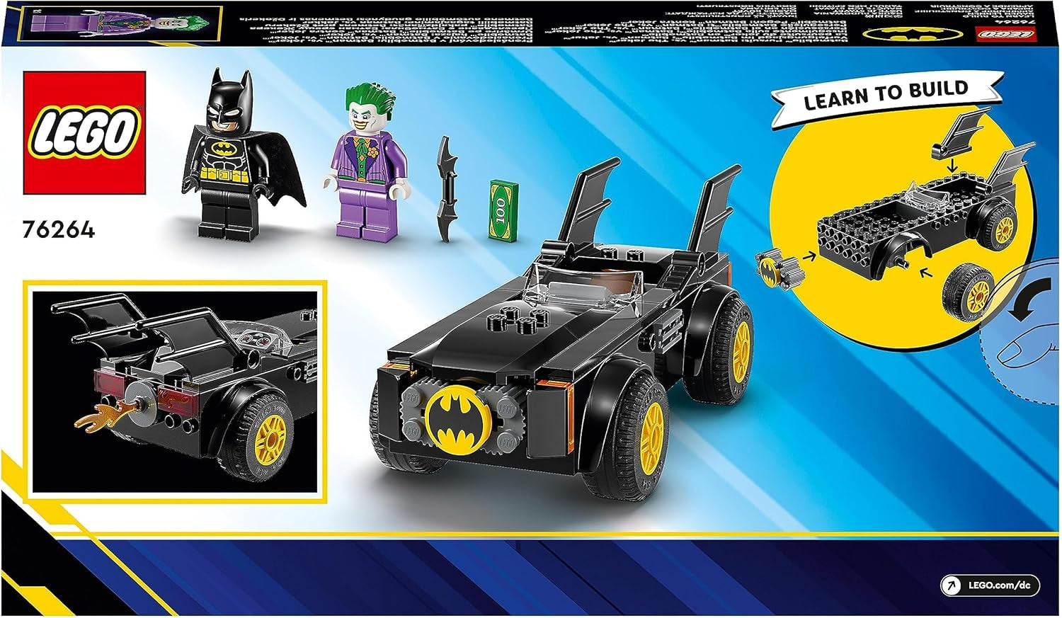 LEGO 76264 DC Chase in the Batmobile: Batman vs. Sada autíček Joker, Startovací sada superhrdinů se 2 minifigurkami, Hračka pro předškoláky, kluky a dívky ve věku 4+, Rychle sestavitelné Stavebnice Besuche den LEGO-Store