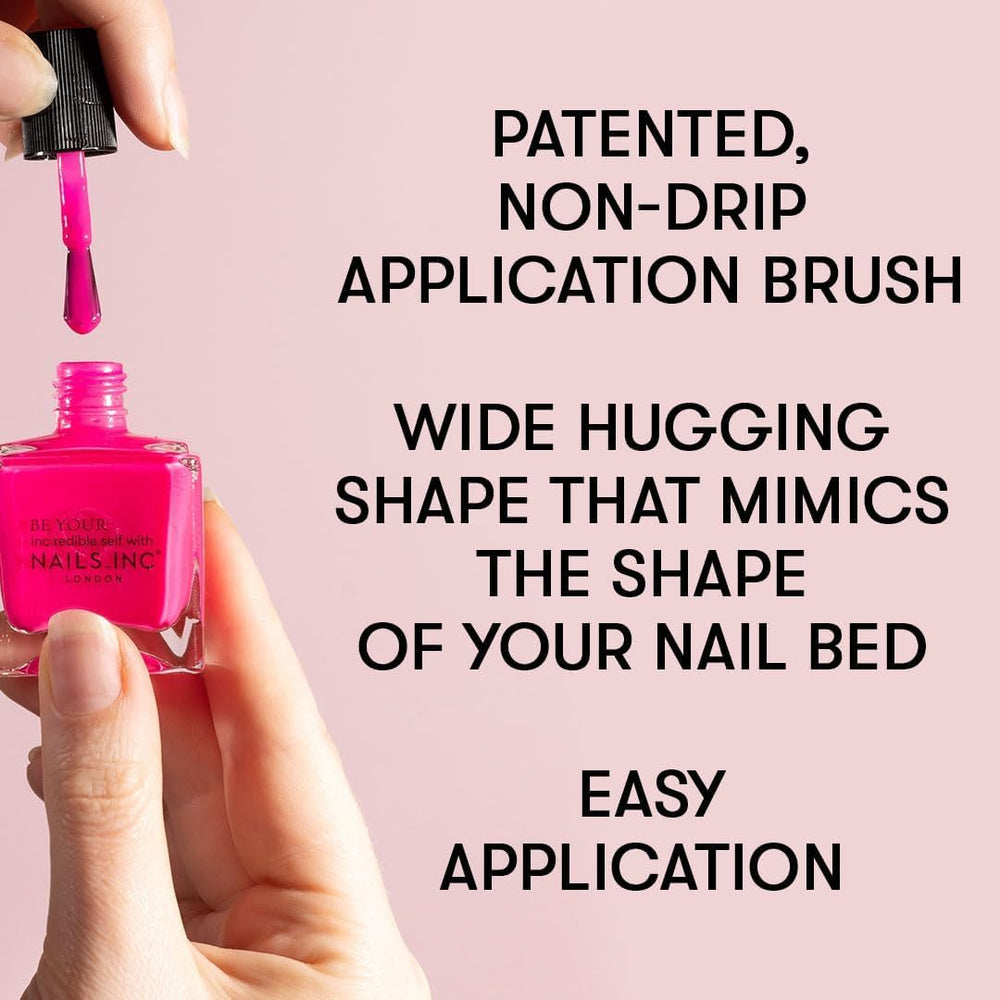 Nails Inc Better On Top, leštěné, lesklé, lesklé, lak na nehty, neštěpící se, dlouhotrvající, rychleschnoucí, suché na vzduchu, profesionální manikúra a pedikúra, nehty na rukou a nohou, veganský lak na nehty, 14 ml