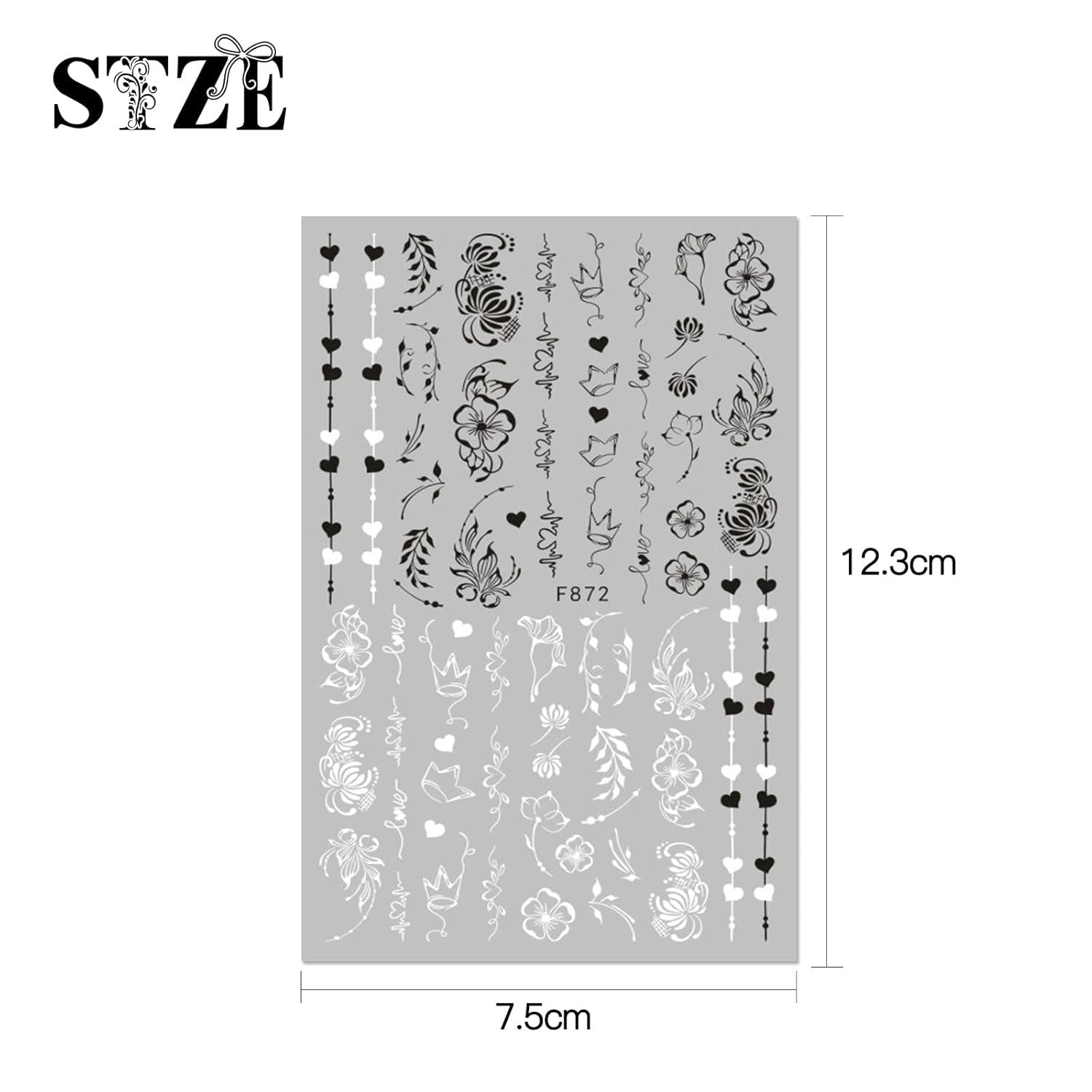 JMEOWIO Nagelsticker Blumen 10 Blatt Nagelaufkleber Selbstklebend Black White Blossom Nail Art Sticker Dekoration Nageldesign Zubehör