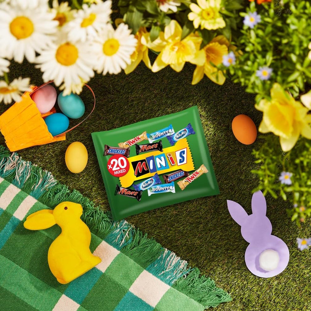 Hromadné balení mini míchané čokolády, 20 mini čokoládových svačin (Mars, Snickers, Bounty, Twix, Milky Way), jako bonbón, čokoládový dárek, bonboniéra, 400 g