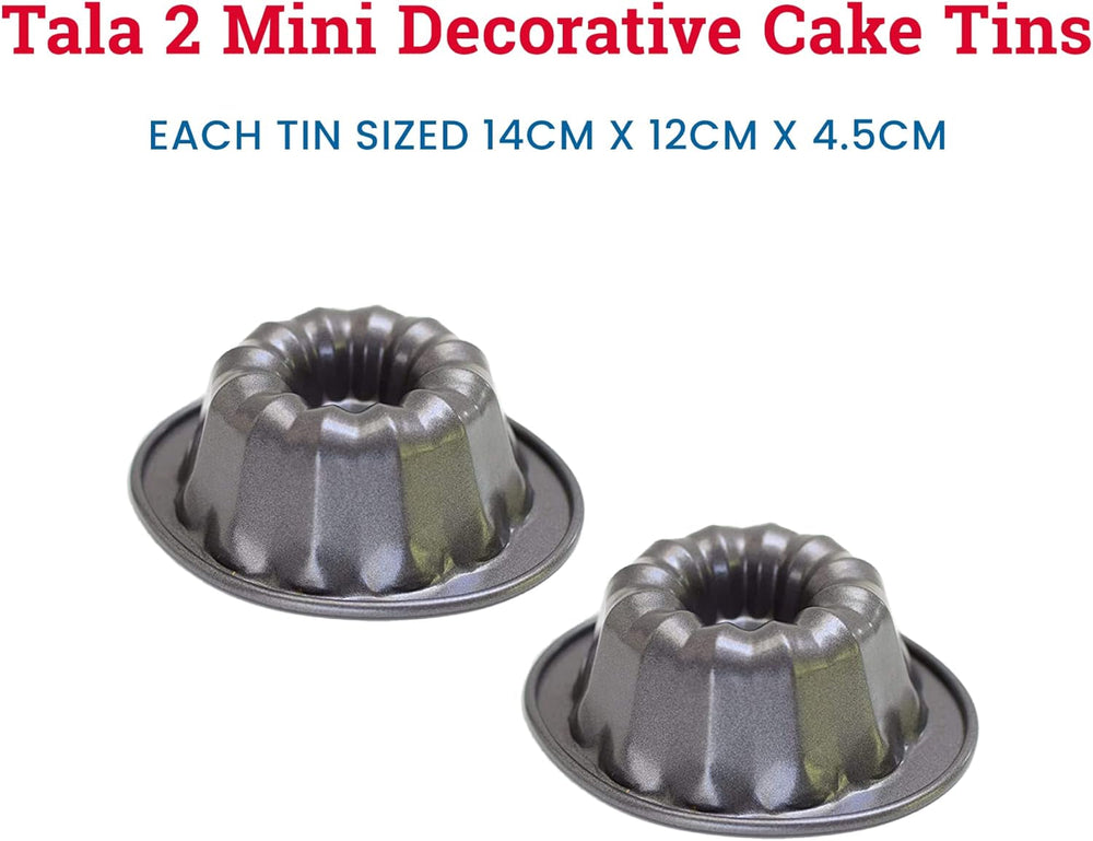 Tala Mini-Kuchenformen, Dekorativ, Antihaftend, Gugelhupf-Form, Gleichmäßige Hitzeverteilung, Gerillte Form, Karbonstahl, Breite, Flache Griffe, Spülmaschinen Und Gefrierschrankfest, 2 Stück Formy a pečicí plechy Naty Shop