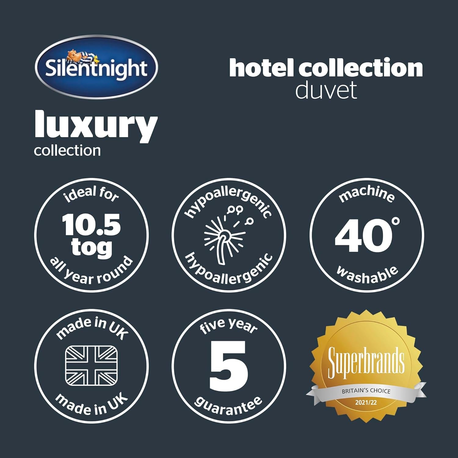 Duvet Silentnight Hotel Collection 10.5 Tog - manželská postel, polyester, bílá Peřiny a přikrývky Naty Shop