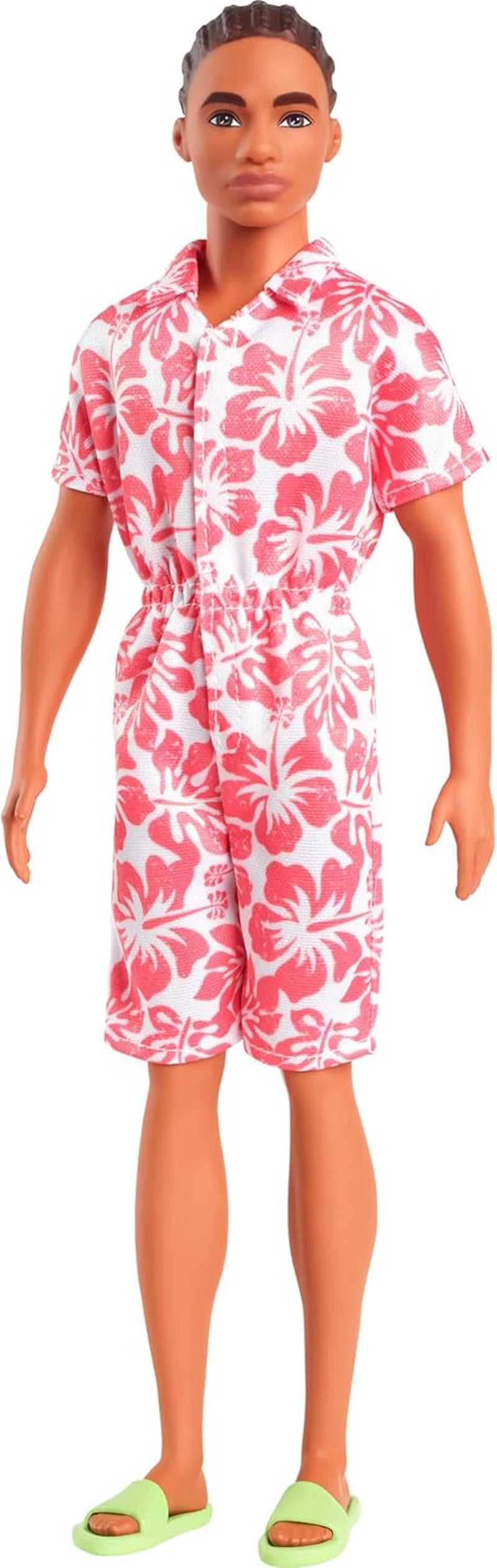 Barbie Fashionistas Ken Doll nr. 227 cu ținută care amintește de aspectul total al părului, păpușă de modă brunetă cu barbă scurtă și fizic subțire, 65th Anniversary Collectible Figure, HRH26 Papusi Naty Shop Hawaii