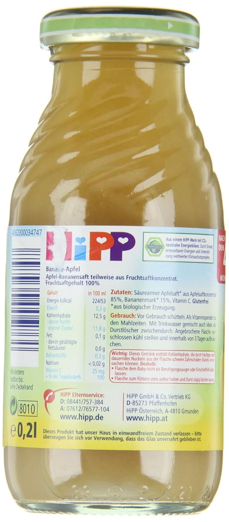 Hipp Banánovo-jablečný bio, balení 6 ks (6 X 200 ml) Matka a dítě Naty Shop