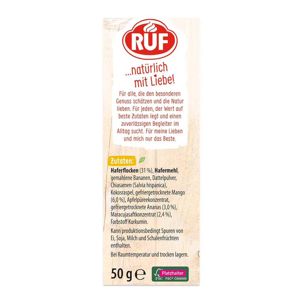 RUF Smoothie Bowl Tropilicious Mango Mučenka Ovesná Svačina Rychlá a snadná Veganská 1 sáček x 50 g (balení 3 ks)