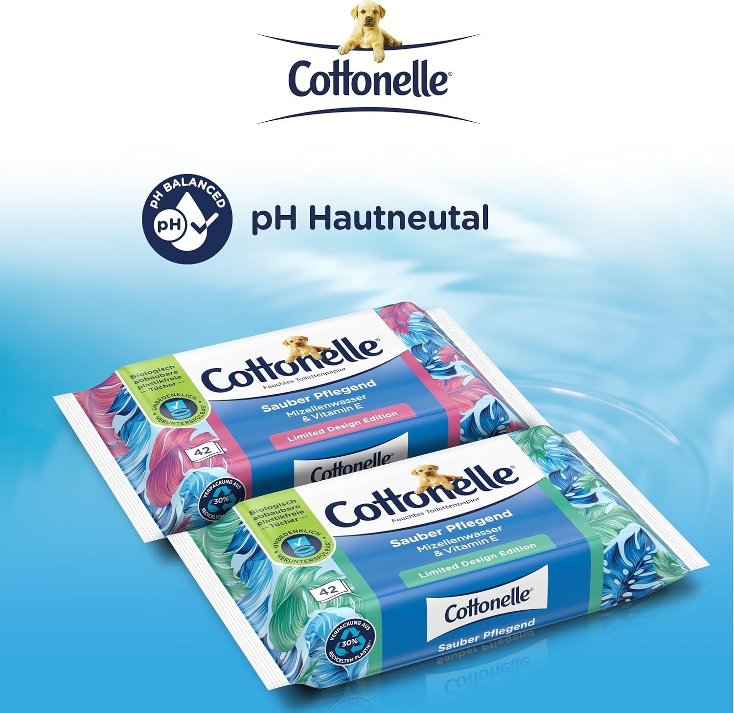 Șervețele umede, Clean Care - apă micelară și parfum de bumbac, biodegradabilă, fără plastic, resigilabilă, pachet valoric, 12 X 42 șervețele umede