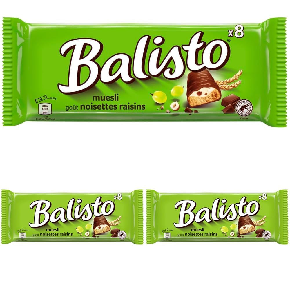 Balisto Čokoládový balíček, Yoberry, Cereální & Jogurtové čokoládové tyčinky, 8 x 18,5 g, Čokoláda, Müsli tyčinky, Čokoláda ve velkém balení (148 g)