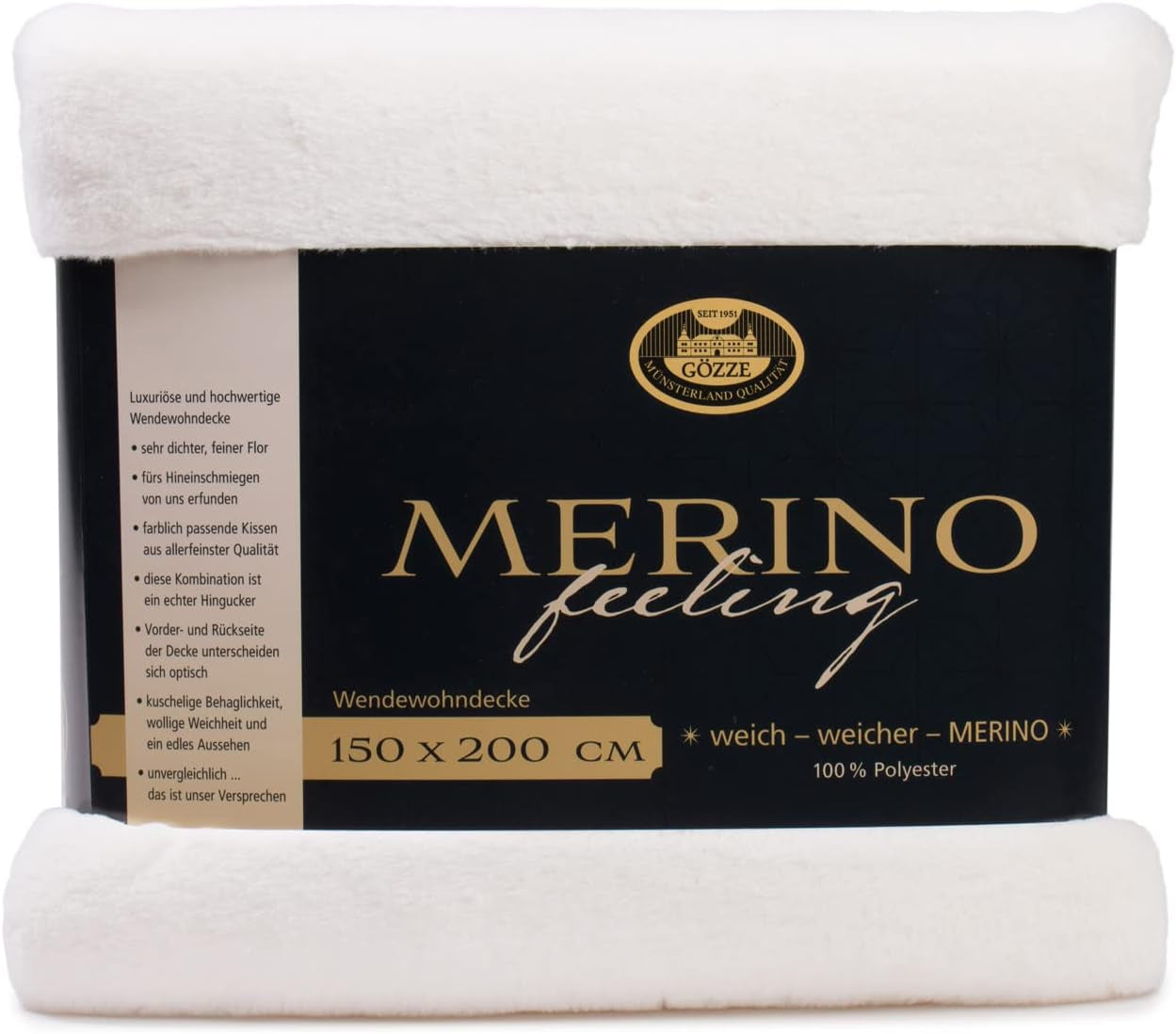 Gözze - Pohodlná deka, oboustranná, vysoká hustota 600 G/M², 150 X 200 Cm - Tmavě zelené postele a přikrývky Besuche den Gözze-Store Bílá vlna 150 X 200 Cm