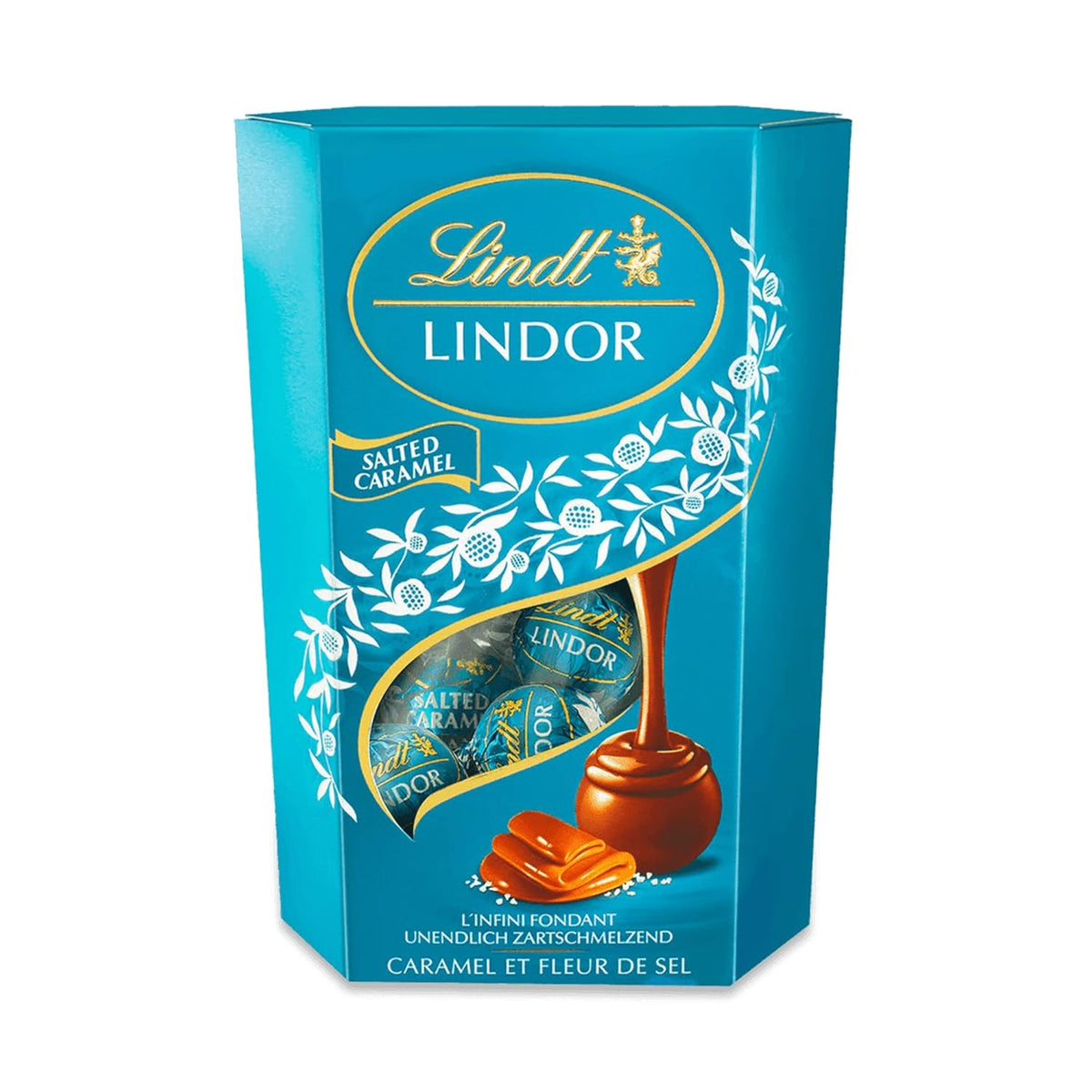 Lindt Čokoláda | LINDOR Kornout ze slaného karamelu | 500 g | 38 kuliček z mléčné čokolády s náplní ze slaného karamelu | Dárek z čokolády