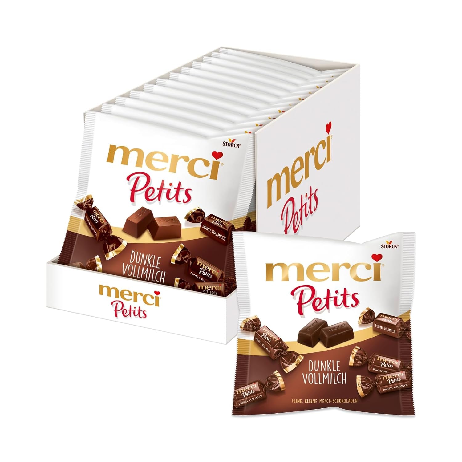 Merci Petits Chocolate Collection - Mix de specialități de ciocolată Bomboane de Ciocolata Naty Shop 12 X 125G Lapte integral de culoare închisă