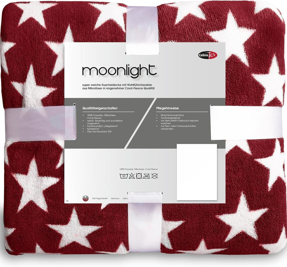 Celinatex nadýchaná přikrývka 150 X 200 Cm Bordeauxová přikrývka pohovka pohovka měkká přikrývka stars Microfibre Fleece Oeko-Tex Moonlight Postele a přikrývky Besuche den CelinaTex-Store