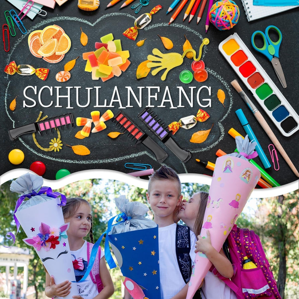 Magicat cretă de păr pentru fete set I 10 culori lavabile și 5 legături de păr I Cadou pentru fete de la 4 ani la 10 ani I Cadou creativ pentru petrecerea aniversară a copiilor 2025 I Sigur și colorat Vopsea pentru par Naty Shop