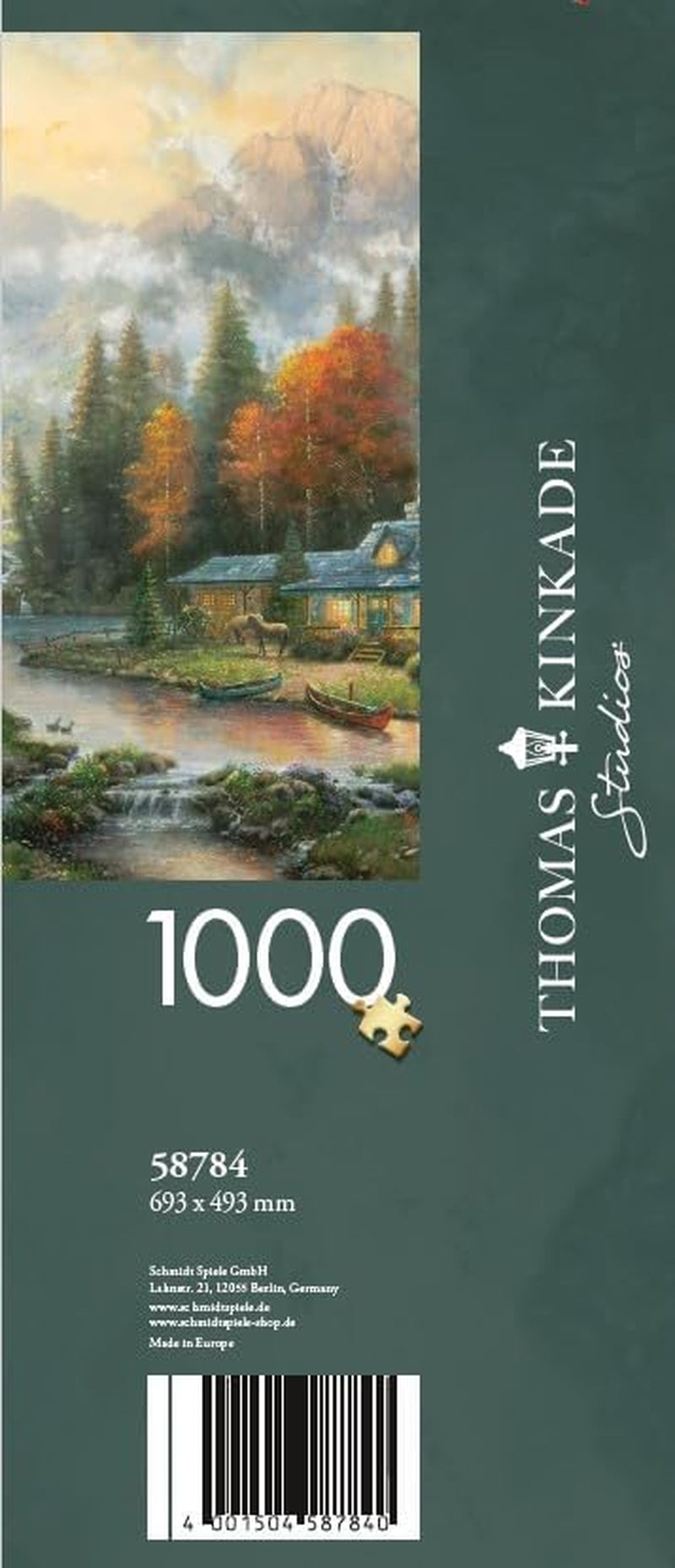 Schmidt Spiele 58784 Thomas Kinkade, Seară la lacul de toamnă, puzzle jigsaw 1000 piese, colorat Puzzle Naty Shop