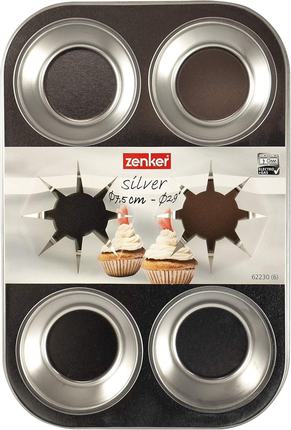 Zenker 62230 Plech na pečení Cupcake/Muffin 6 ks, páska 29 X 19,5 X 3 cm, Formy a plechy na pečení Silver Line Naty Shop