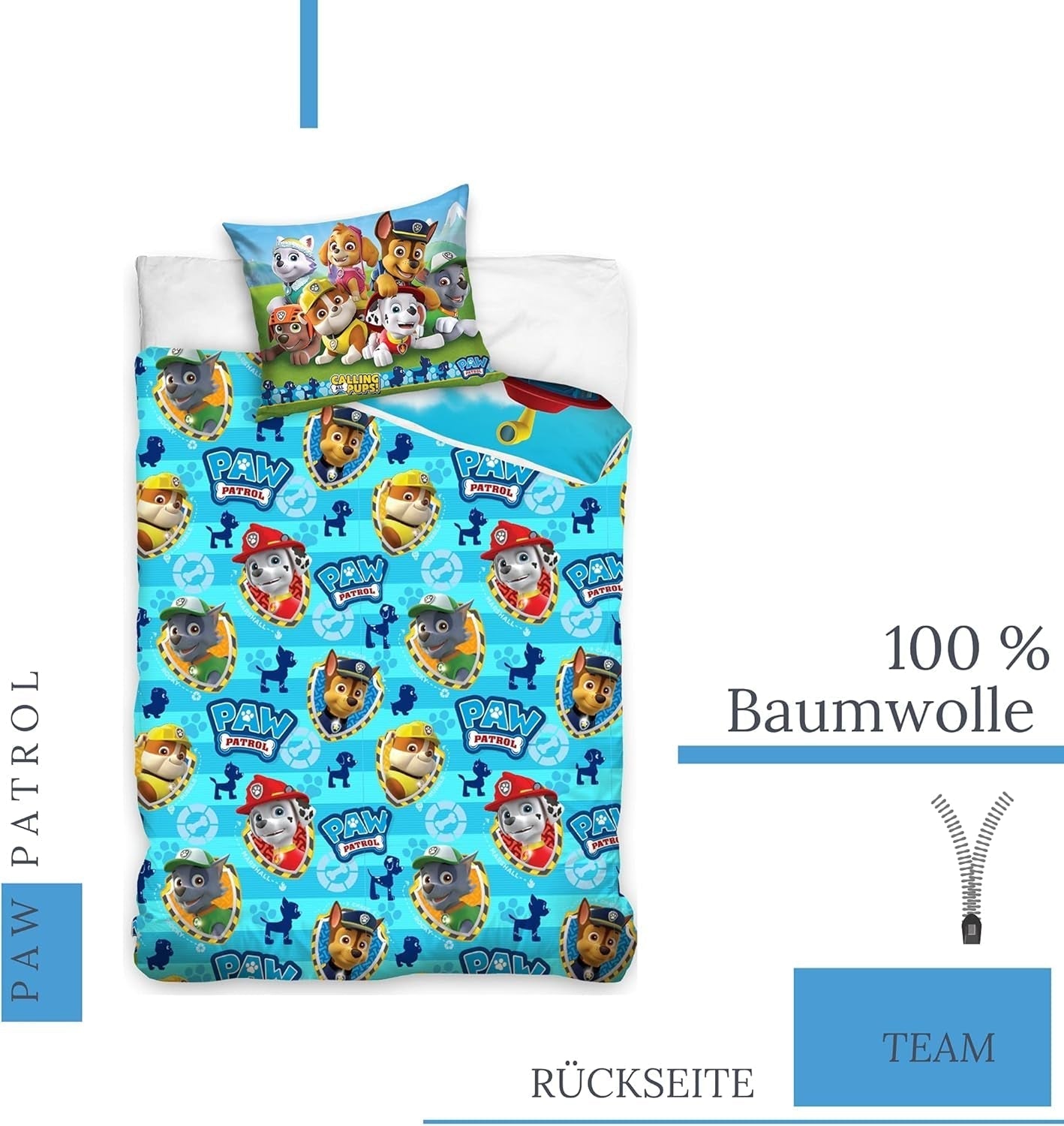 Bettbezug 100X135 40X60 Baumwolle · Kompatibilní s Paw Patrol Baby Kinderbettwäsche Für Mädchen Und Jungen · 2 kusy · 1 Kissenbezug 40X60 + 1 Bettbezug 100X135 Cm Naty Shop