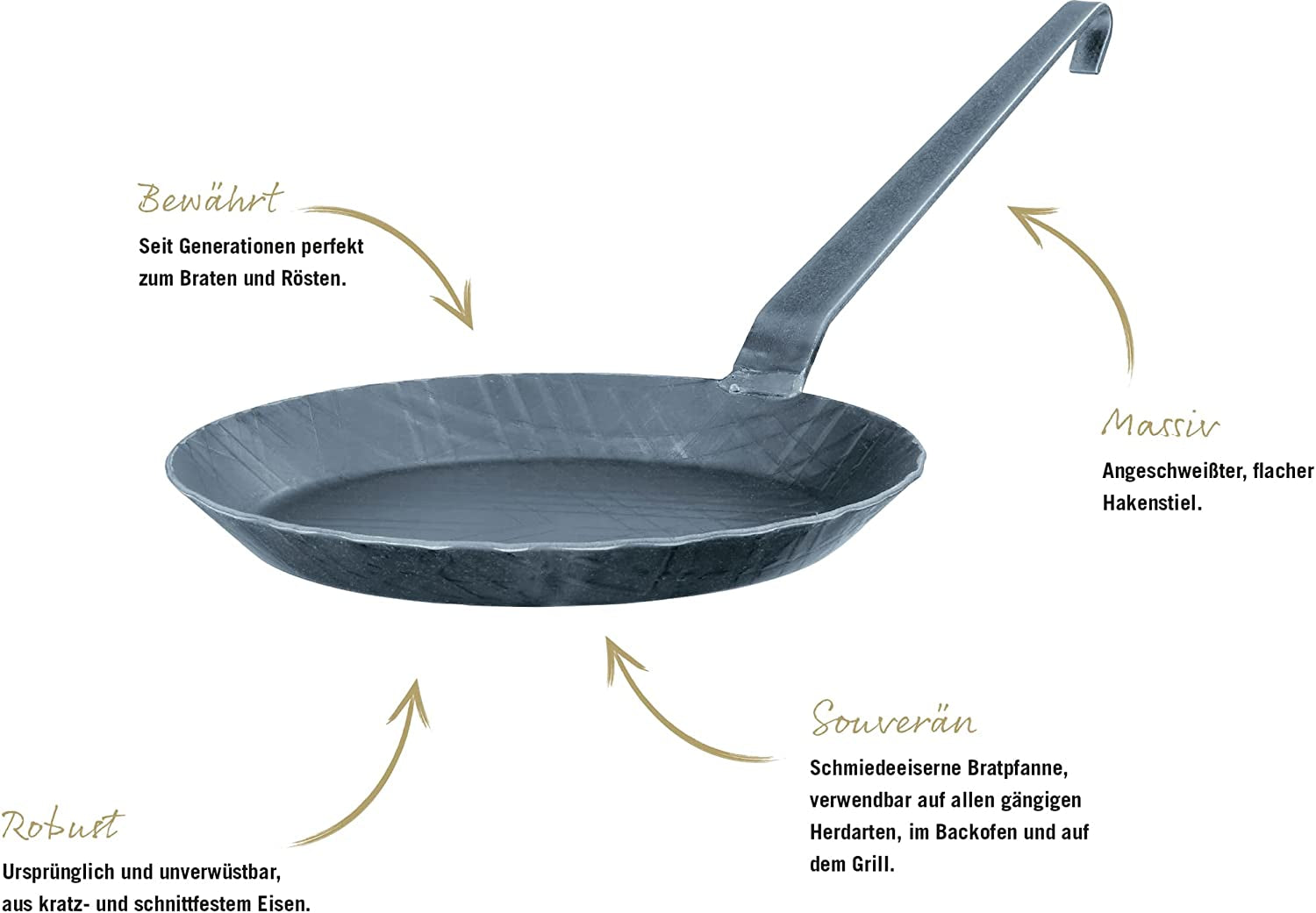 RÖSLE Series 1888 Tepaná pánev, vysoká kvalita, vysoký okraj pro křupavé hranolky a rychlé pečené maso, vhodná pro grilování a indukční hrnce a pánve Naty Shop