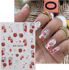 JMEOWIO 3D Nagelsticker Weihnachten Glitzer Nail Art Sticker Selbstklebend Nagelaufkleber 5D Stereoskopisch Schneeflocke Winterurlaub Süß Dekoration Nageldesign Zubehör 4 Blatt